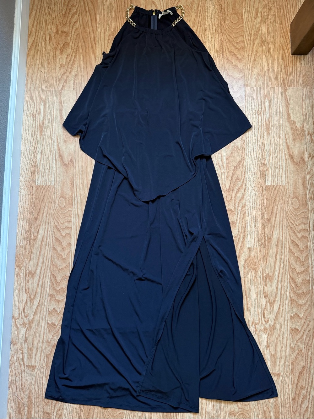 Michael Kors Maxi Dress with Gold Chain Straps